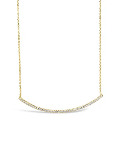 Sterling Forever Cz Curved Bar Necklace In Gold