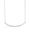 Sterling Forever Cz Curved Bar Necklace In Silver