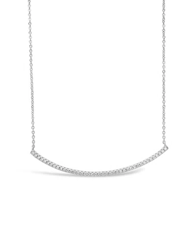 Sterling Forever Cz Curved Bar Necklace In Silver