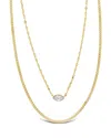 Sterling Forever Cz Dainty Layered Necklace In Gold