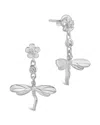 Sterling Forever Cz Dragonfly Dangle Earrings In Silver