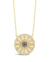 Sterling Forever Cz Evil Eye & Enamel Petal Pendant Necklace In Gold