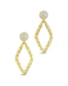 Sterling Forever Cz Geometric Diamond Drop Stud Earrings In Gold