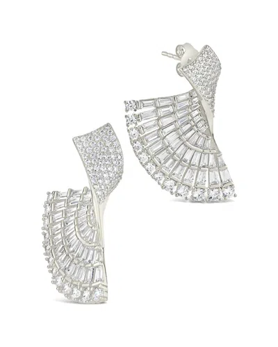 Sterling Forever Cz Hartford Fan Drop Stud Earrings