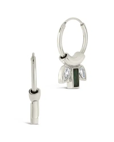 Sterling Forever Helena Cz Hoop Earrings In Metallic