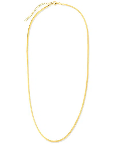 Sterling Forever Cz Herringbone Chain Necklace In Gold