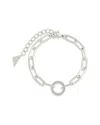 Sterling Forever Cz Jacie Circle Paperclip Bracelet