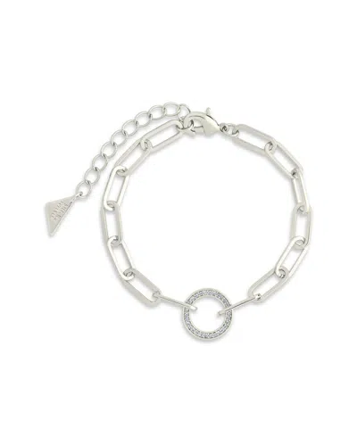 Sterling Forever Cz Jacie Circle Paperclip Bracelet In Metallic