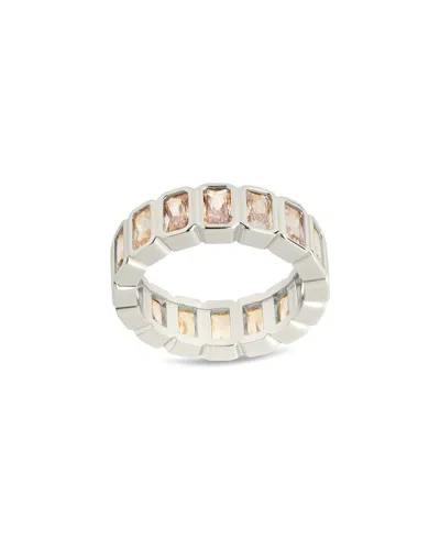 Sterling Forever Cz Jackie Bezel Station Ring In Metallic