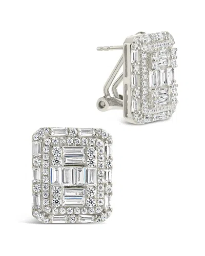 Sterling Forever Cz Jana Square Studs In Metallic
