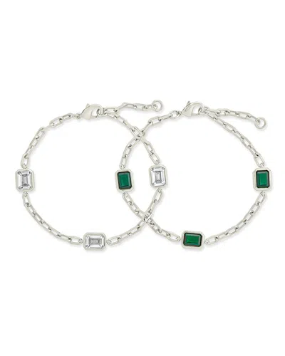 STERLING FOREVER STERLING FOREVER CZ LENNOX STATION CHAIN BRACELET