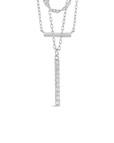 STERLING FOREVER STERLING FOREVER CZ LOTTIE PENDANTS & CHAIN LAYERED NECKLACE