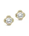 Sterling Forever Cz Lucky Clover Studs