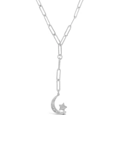 Sterling Forever Cz Moon & Star Necklace
