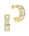 Sterling Forever Nyssa Bezel Cubic Zirconia Station Hoop Earrings In Gold