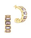 Sterling Forever Cz Nyssa Bezel Station Hoop Earrings In Gold