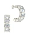 Sterling Forever Nyssa Bezel Cubic Zirconia Station Hoop Earrings In Metallic