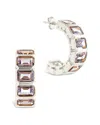 Sterling Forever Cz Nyssa Bezel Station Hoop Earrings In Multi