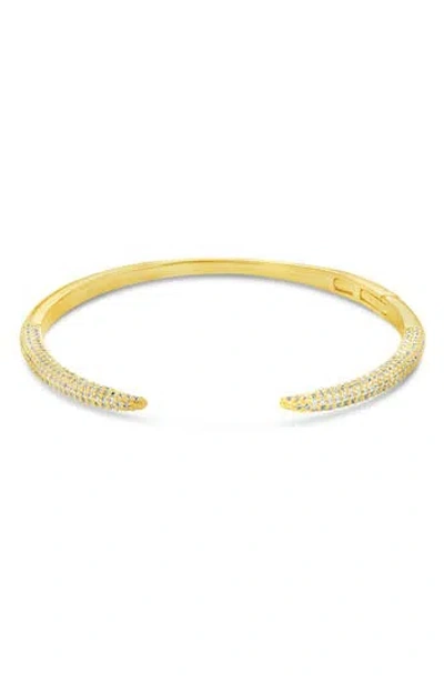 Sterling Forever Cz Open Spike Cuff Bracelet In Gold