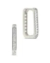 Sterling Forever Cz Piper Rectangle Hoop Earrings In Metallic