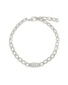 Sterling Forever Rebel Station Cubic Zirconia Curb Chain Bracelet