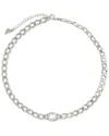 Sterling Forever Rebel Station Cubic Zirconia Curb Chain Necklace In Silver