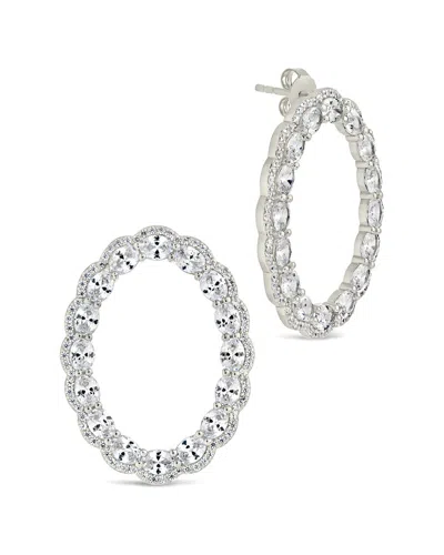 Sterling Forever Cz Rosario Oval Stud Earrings In Metallic