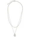 Sterling Forever Cz Roslyn Molten Metal Charm Layered Necklace
