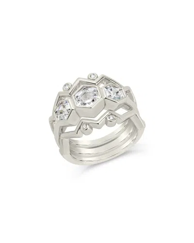 STERLING FOREVER STERLING FOREVER CZ SET OF 3 CATERINA STACKING RINGS