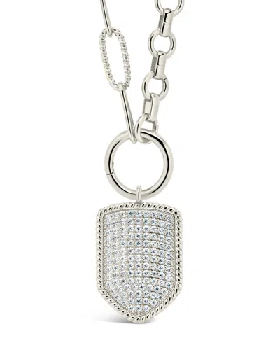 Sterling Forever Cz Shield Charm In Metallic