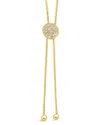 Sterling Forever 14k Yellow Gold Plated Pave Cz Slider Bolo Necklace