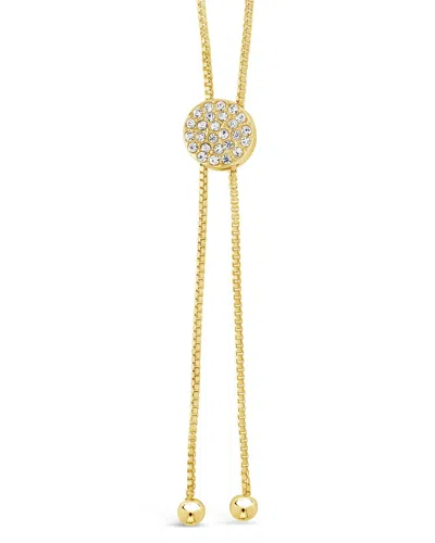 Sterling Forever Cz Slider Bolo Necklace In Gold