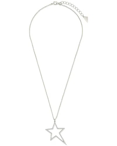 Sterling Forever Cz Statement Star Outline Necklace In Metallic