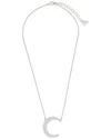 Sterling Forever Cz Stationed Crescent Pendant Necklace