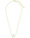 Sterling Forever Stationed Cubic Zirconia Star Pendant Necklace In Gold