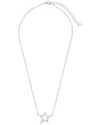 Sterling Forever Stationed Cubic Zirconia Star Pendant Necklace In Metallic