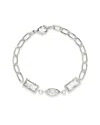 Sterling Forever Tate Cubic Zirconia Chain Bracelet In Metallic