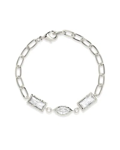 STERLING FOREVER STERLING FOREVER CZ TATE CHAIN BRACELET