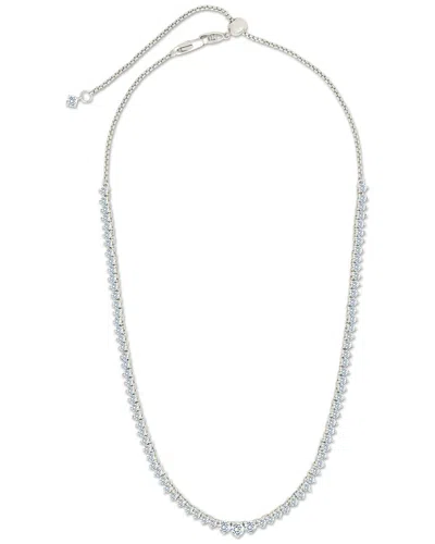 Sterling Forever Cz Tatum Adjustable Tennis Necklace In Metallic