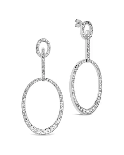 Sterling Forever Cz Tory Oval Drop Earrings