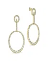 Sterling Forever Tory Cz Oval Drop Earrings In Gold