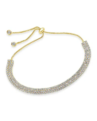 Sterling Forever Cz Triple Slider Bracelet In Gold
