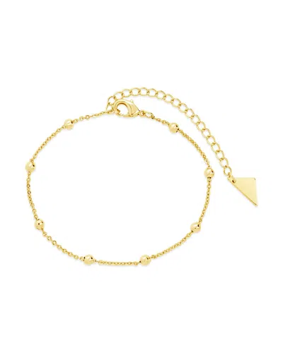 Sterling Forever Dainty Beaded Station Bracelet In Gold