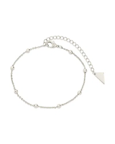 Sterling Forever Dainty Beaded Station Bracelet In Silver
