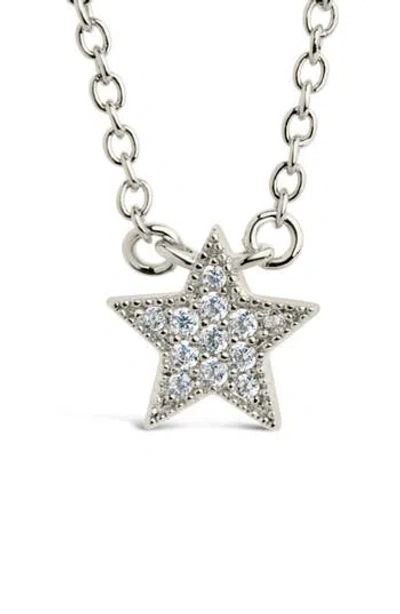Sterling Forever Dainty Everyday Cubic Zirconia Star Pendant Necklace In Silver