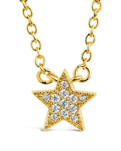 Sterling Forever Dainty Everyday Cz Star Pendant Necklace In Gold