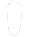 Sterling Forever Rhodium Plated 7mm Pearl Resin Dainty Chain Necklace In Metallic