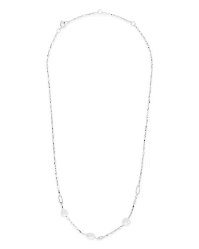 STERLING FOREVER DAINTY PEARL CHAIN NECKLACE