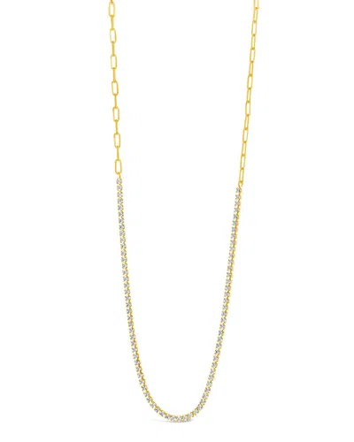 Sterling Forever Dani Chain & Cz Tennis Necklace In Gold