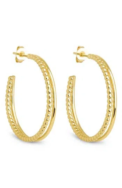 Sterling Forever Daria Double Row Hoop Earrings In Gold